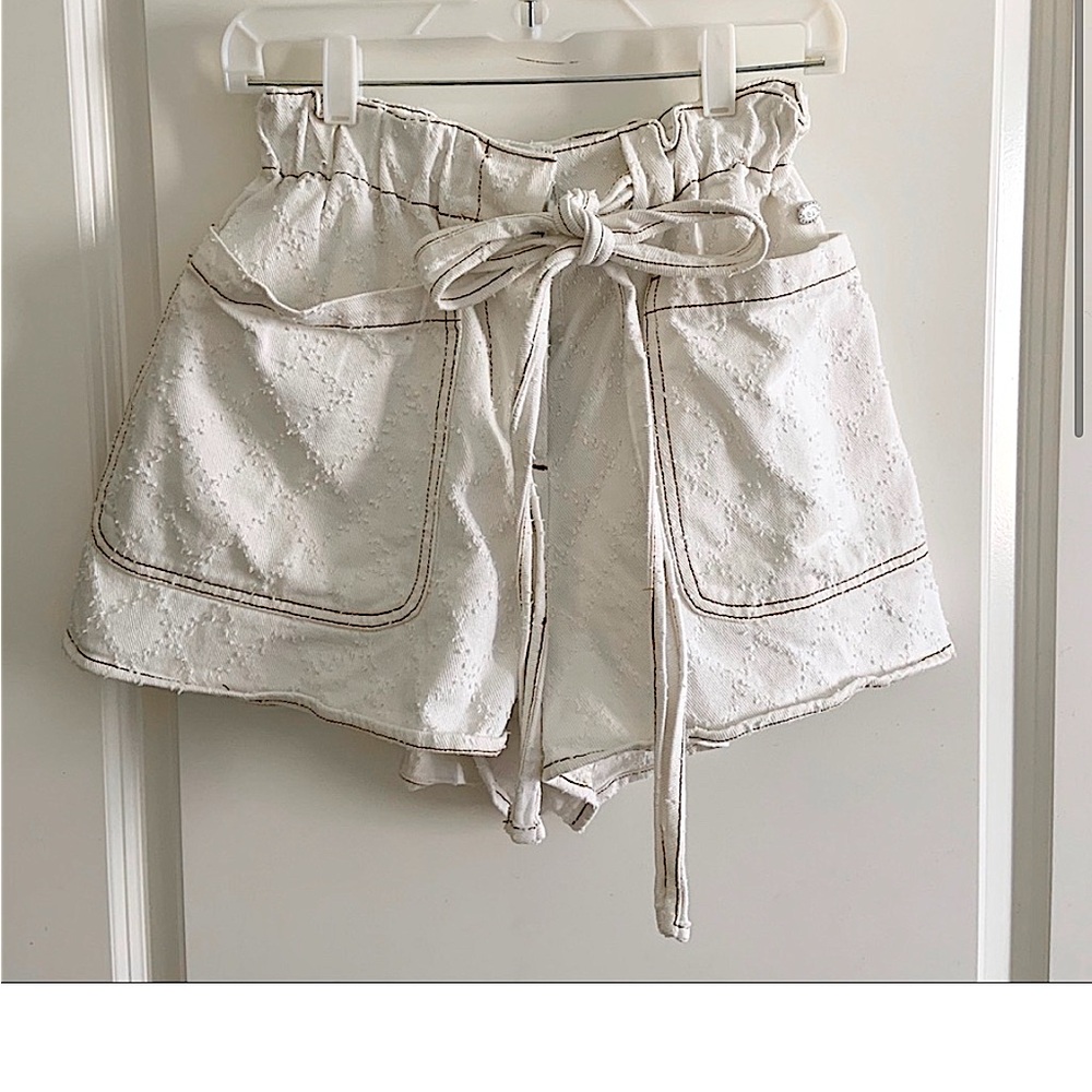 CHANEL 19P DENIM SHORTS TIE WAIST